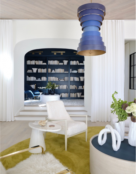 Funky beach house living room with a 1970s vibe