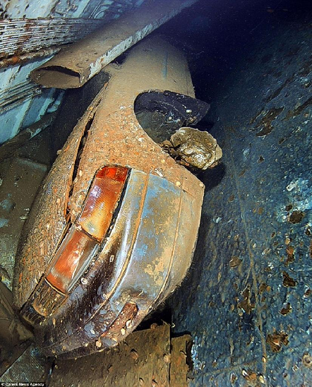 A car within the shipwreck of the Salem Express