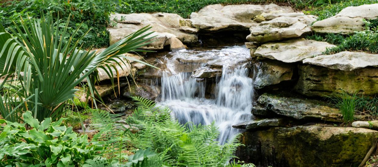 Waterfall over Rocks in the Garden
