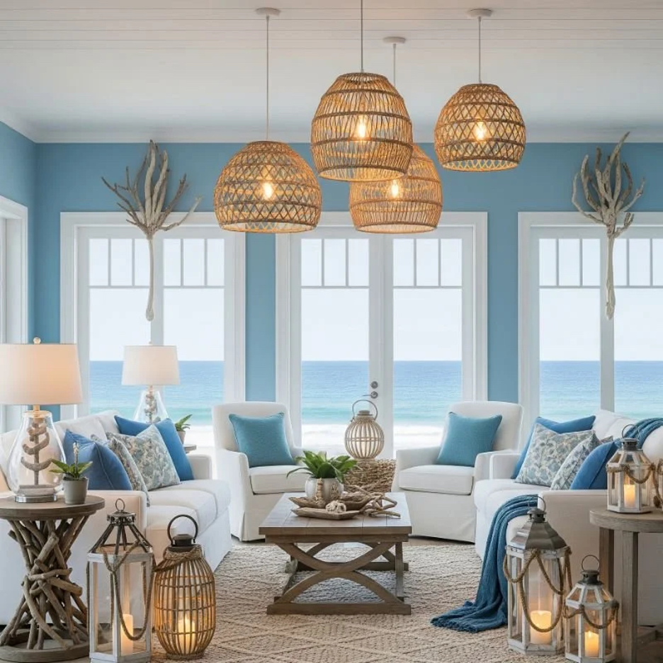 Warm Ambient Lighting in coastal living room