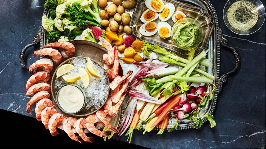 Coastal Shrimp and Crudité Party Board