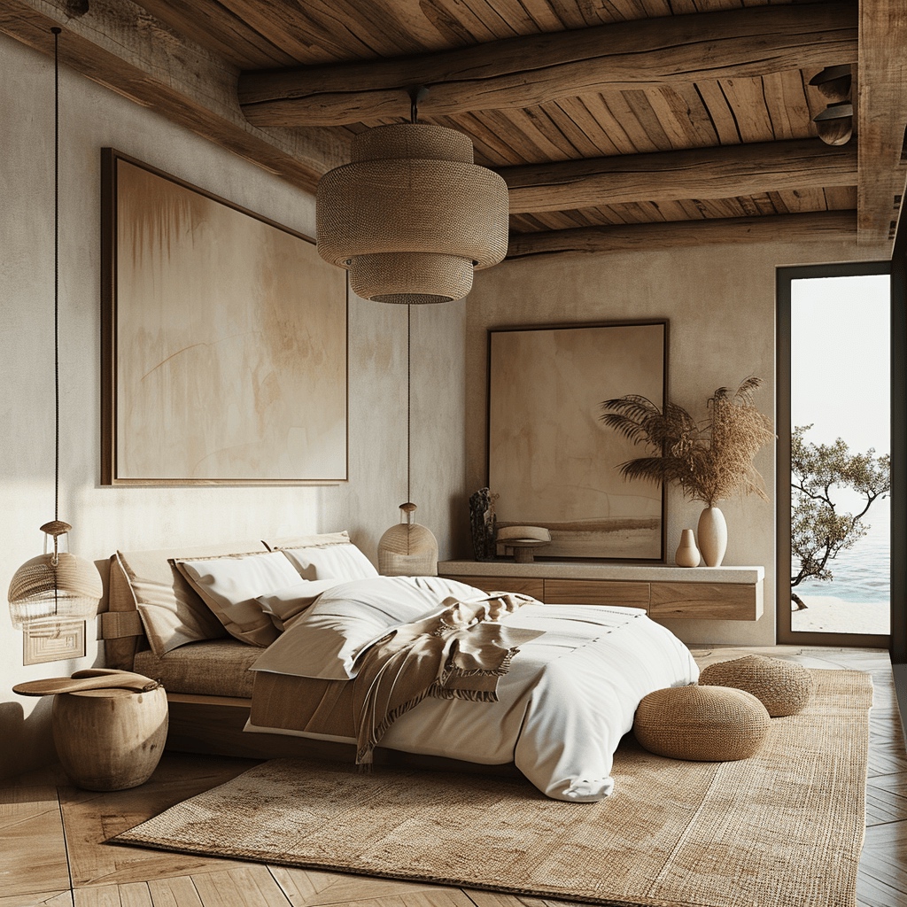Warm Neutrals & Earthy Accents in a coastal bedroom