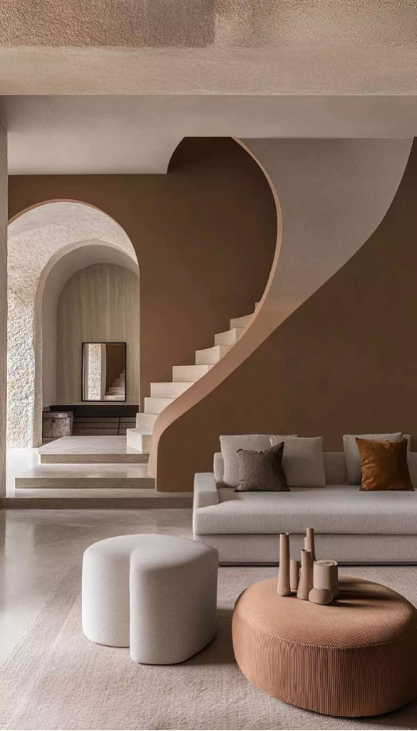 Soft, Sculptural Forms and Curved Silhouettes in a coastal home interior