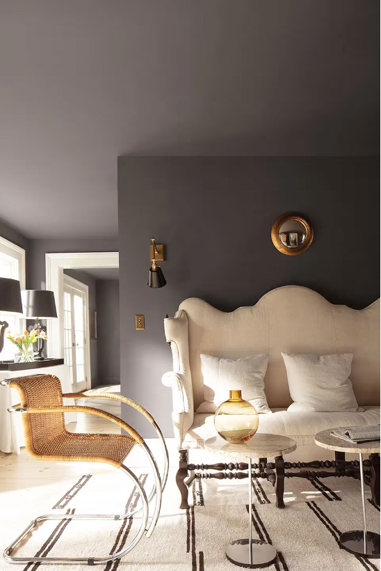 Benjamin Moore’s Color of the Year 2026, Silhouette AF-655 applied to living room space
