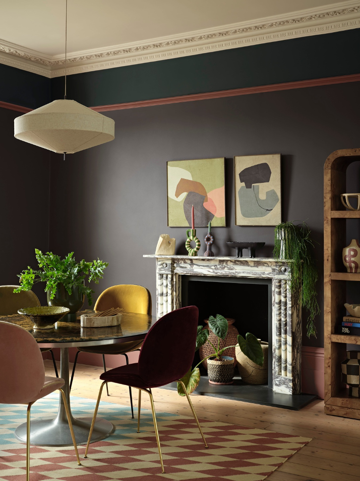 dining room painted in Benjamin Moore’s Color of the Year 2026, Silhouette AF-655