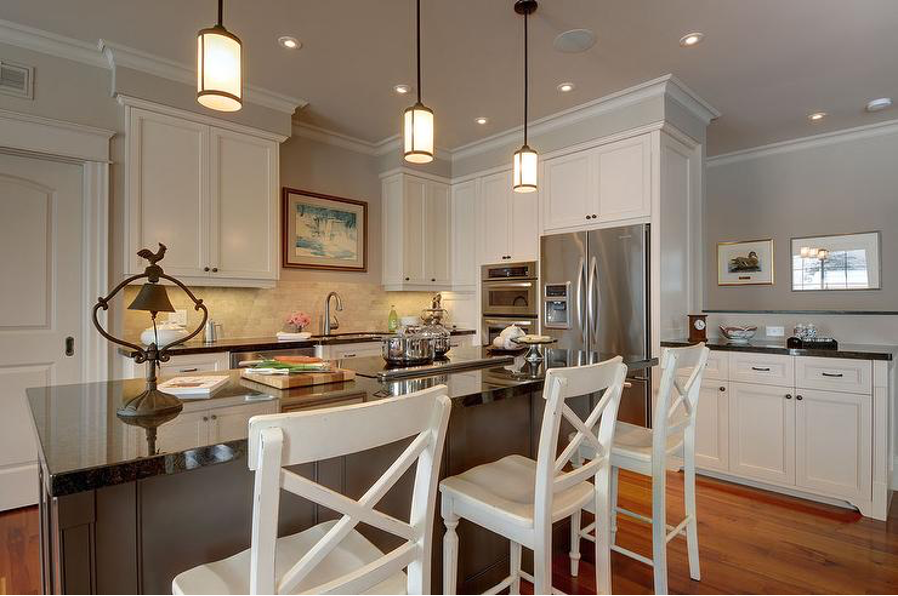 kitchen island painted in Benjamin Moore’s Color of the Year 2026, Silhouette AF-655