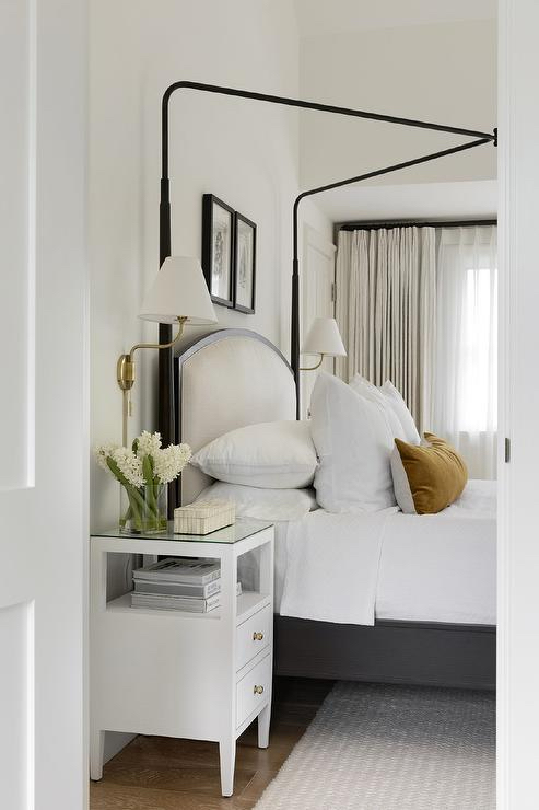 Functional storage Nightstands + Wall Sconces to same surface space
