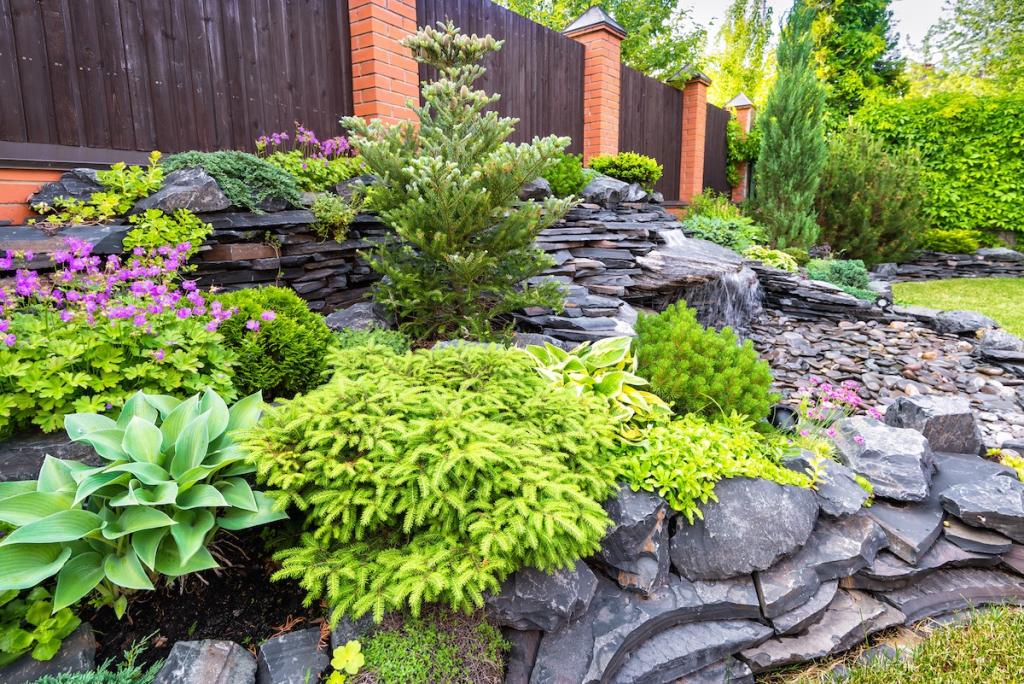 Front-Yard Rock Garden with Ground Cover