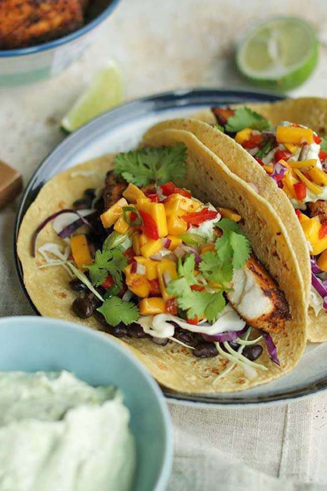 Blackened Mahi-Mahi Tacos with Mango and Avocado