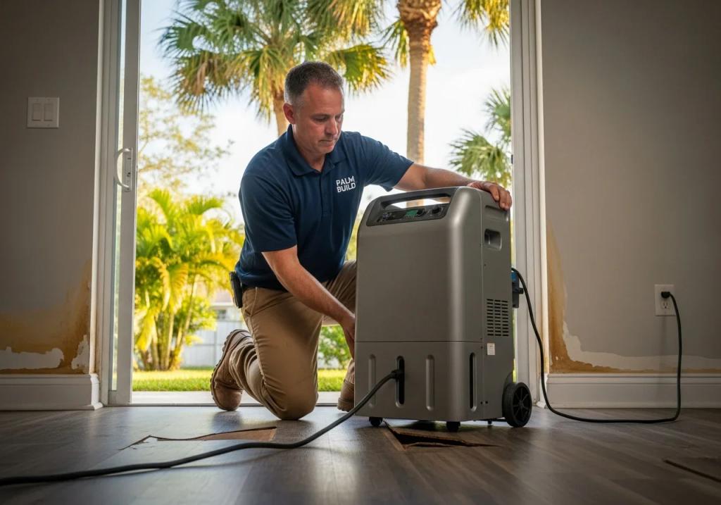 Portable dehumidifier to protect coastal home during a renovation