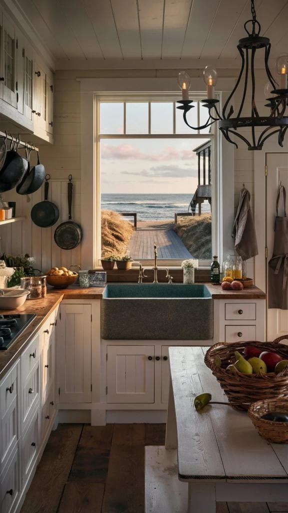 cozy beach kitchen with ocean view