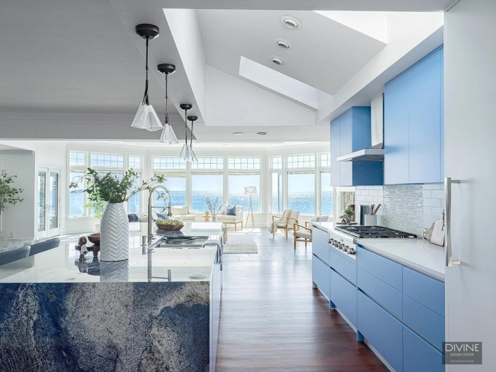 Oceanfront Custom Blue Kitchen & Home in Marblehead, MA
