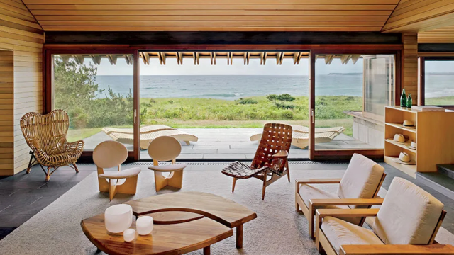 Minimalist-inspired beach home with Scandi-style furnishings and an ocean view