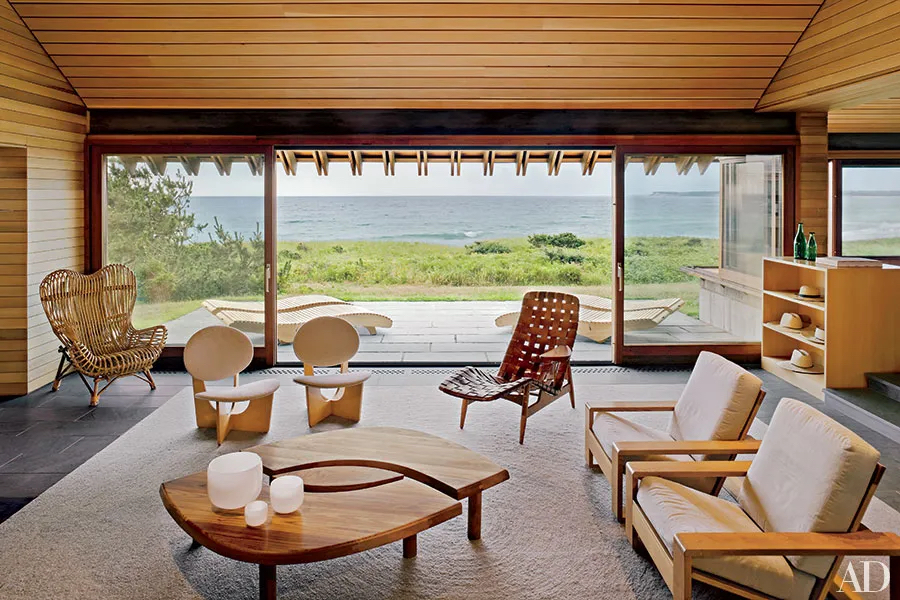 beach home with Scandi-style furnishings and an ocean view